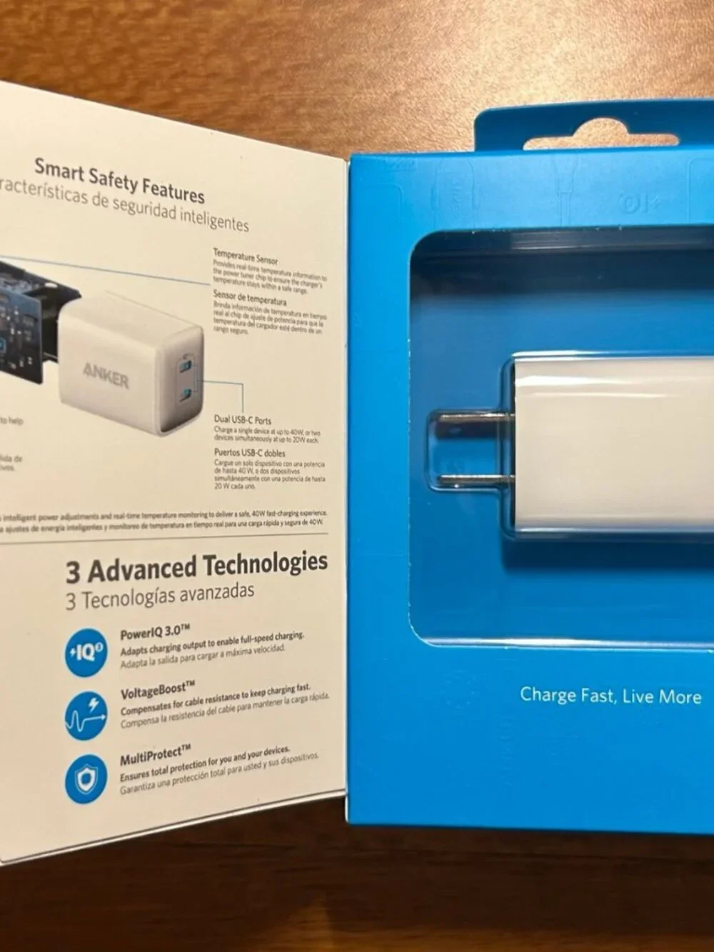 Anker 521 Charger (Nano Pro), 40W PIQ 3.0 Dual Port USBC Fast Charger - WHITE